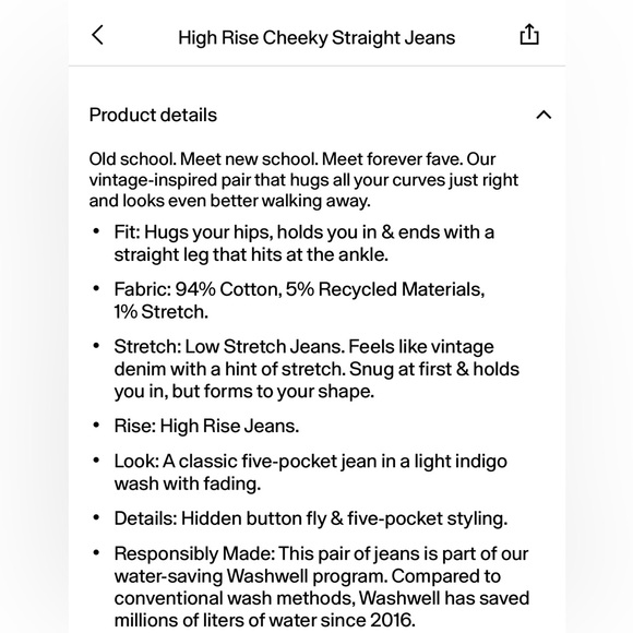 GAP women’s Cheeky Straight High Rise Jeans - Picture 9 of 9